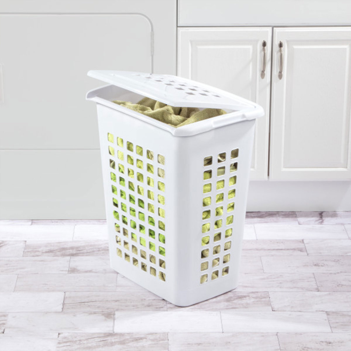 Sterilite Rectangular LiftTop Plastic Laundry Hamper Basket Bin w/ Lid